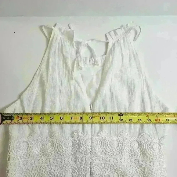 Eliza J White Halter Maxi Dress Sleeveless 10 Petite Tassel - Picture 3 of 9